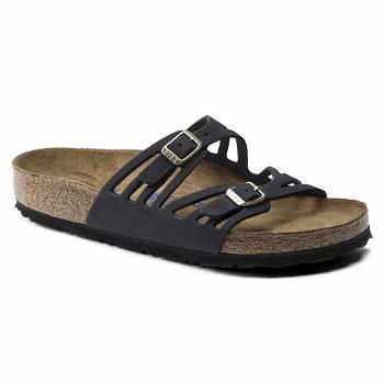 Sandále Birkenstock Granada Soft Footbed Nubuck Kozene Damske Čierne | SK 203KOR